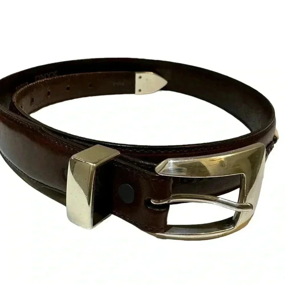 Onyx by Brighton Size 34 Brown leather with braided and beaded detail